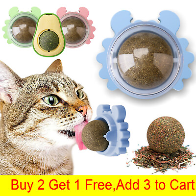#ad Rotatable Catnip Wall Ball Cat Teeth Cleaning Toys Edible Licking Treats Toys US $6.95