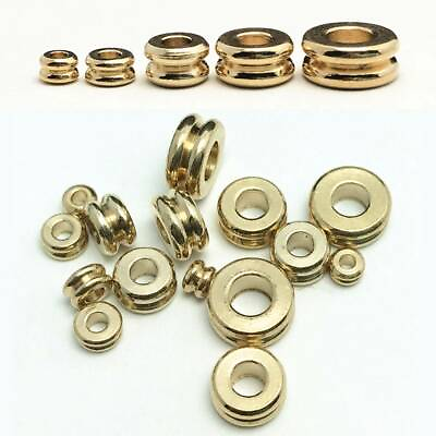 #ad 3mm 4mm 5mm 6mm 7mm Solid Brass Rondelle Gold Loose Metal Spacer Beads DIY $3.58
