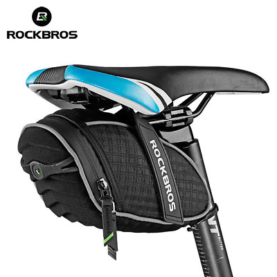 #ad ROCKBROS Rear bags Rainproof Saddle Seat Bag Reflective Rear Seatpost Bag Black $15.80