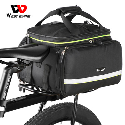 WEST BIKING Waterproof Trunk Bag Bicycle Rack Pack Carrier Bag MTB Bike Panniers $31.05