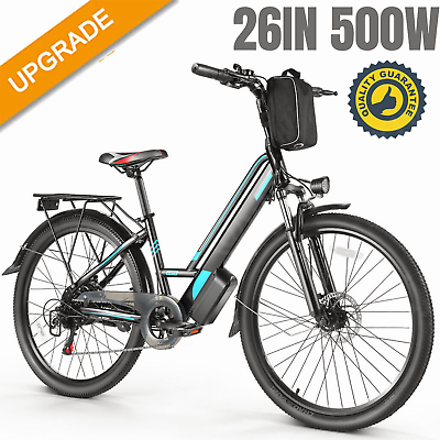 #ad #ad 26quot; Electric Bike for Adult 500W Mountain Bicycle Shimano 7 Speed Commuter EBike $488.99