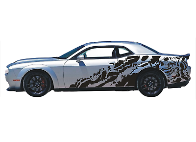 #ad 2 PCS Graphic Nightmare Skull Car Sticker For Dodge Challenger Side Door Decals $130.00