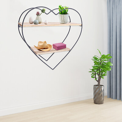 2 Tier Floating Shelf Heart Shape Wall Stand Display Stand Office Storage Rack $30.40