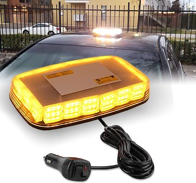 #ad Strobe Light Bar 48 LEDs Amber Mini Roof Top Magnetic Flashing Beacon for Truck $43.23