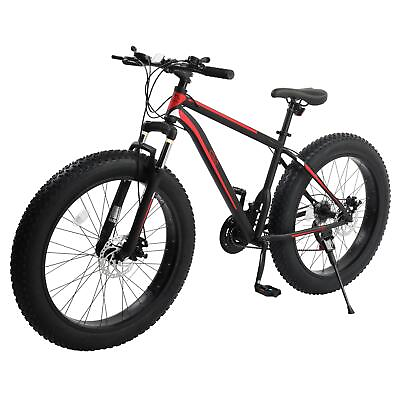 #ad Mens Fat Tire Mountain Bike High Carbon Steel Frame 21 Speed 26#x27;#x27; Wheels $234.59
