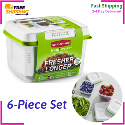#ad Rubbermaid FreshWorks Produce Saver Medium amp; Large Storage Containers 6 Piece $18.34
