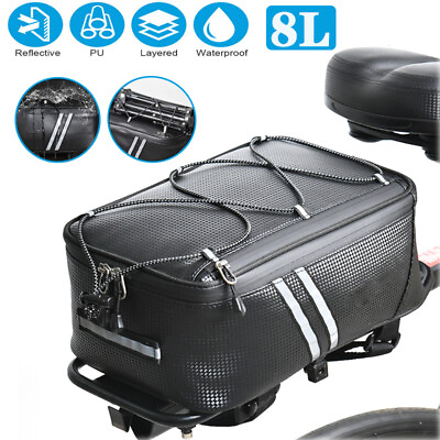 #ad Bicycle Rear Rack Bag Cycling Trunk Pannier Bike 8L Storage Bag Luggage Pouch $12.34