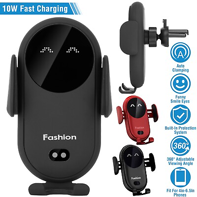 Smart Car Charger Mount Phone Holder Fast Charging 10W Wireless for iPhone $11.86
