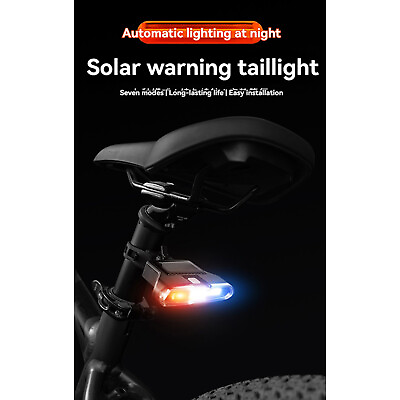 #ad Solar Charging Tail Light Warning Light Riding Accessories for Mountain Bike $10.71
