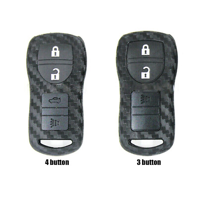 #ad 1pc Carbon Fiber 3 4Button Soft Full Covered Remote Key Fob Cover For Nissan $7.99