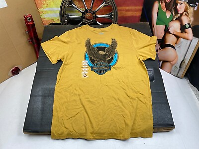 #ad 🔥Harley Men#x27;s Legendary Eagle Short Sleeve T Shirt Gold 96134 16VM 002L🔥 $12.95