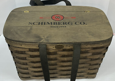 #ad Vintage Peterboro Basket Company Picnic Basket w Schimberg Co Logo $29.99