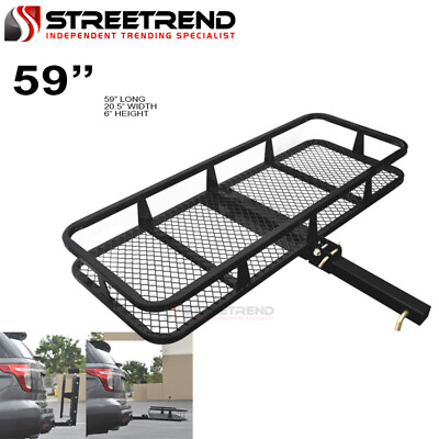 #ad 59quot; Blk Steel Foldable Trailer Tow Hitch Cargo Carrier Basket For 2quot; Receiver S6 $182.40