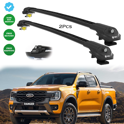 #ad For Ford RANGER T7 DOUBLE CAB 2016 Black Cross Bars Roof Rack Easy Install 2x $199.00