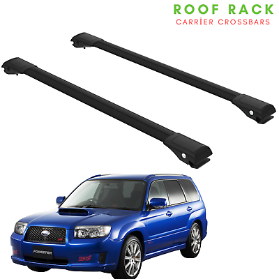 #ad Fits Subaru Forester SG 2002 2008 Flush Roof Racks CrossBars Black Color $139.98