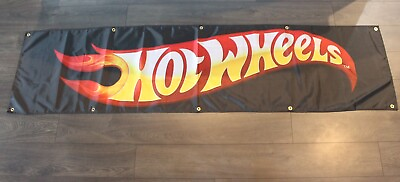 #ad Hot Wheels Banner Flag Big 2x8 feet Toy Model Car Boys Room Art Decor Garage $14.69