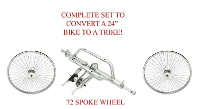 #ad NEW 24quot; CHROME COMPLETE SET TO CONVERT A 24quot; BIKE TO A TRIKE ALMOST GONE $399.99