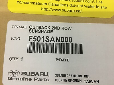 #ad 2020 2024 Subaru OUTBACK 2nd Row Window Sunshade SHADE NEW F501SAN000 Genuine $87.99