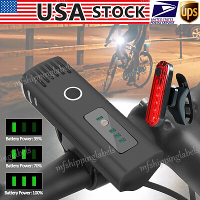#ad LED Bicycle Headlight Tail Light Bike Head Light Front Rear USB Cycling Lamp US $5.99