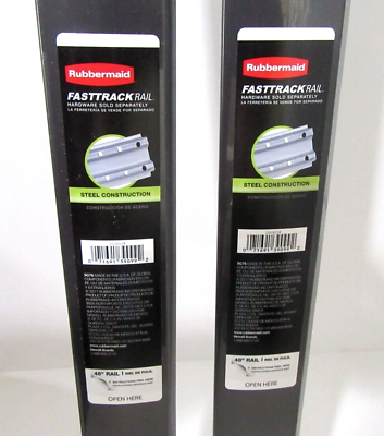 #ad Lot of 2 Rubbermaid Fast Track 48 Inch Steel Wall Mounted Storage Rail Only $42.95