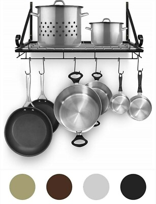#ad Sorbus Kitchen Wall Pot Rack with Hooks — Decorative Wall Mounted Storage $37.99