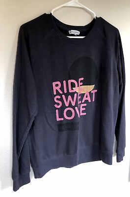 #ad Peloton Bike Women’s Sweatshirt Black Ride Sweat Love Pink Logo Size Large L EUC $39.95