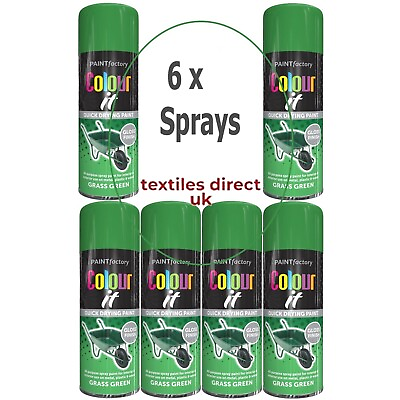 #ad Grass Green Colour It Gloss Spray Can Car Van Bike Wood Aerosol Paint 6x 250ml GBP 14.95