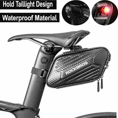 #ad ROCKBROS Cycling Saddle Bag Waterpoof Bicycle Seat Buckle Hard Shell Rear Bag $16.88