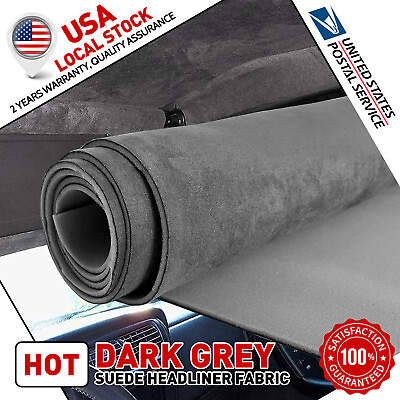 #ad Dark Grey Suede Headliner Fabric Material 80quot;x60quot; Car Roof Liner Upholstery $36.99