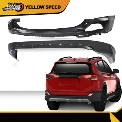 #ad Bumper Cover Fit For 2016 2018 Toyota RAV4 Rear Upper amp; Lower 2PC $125.80