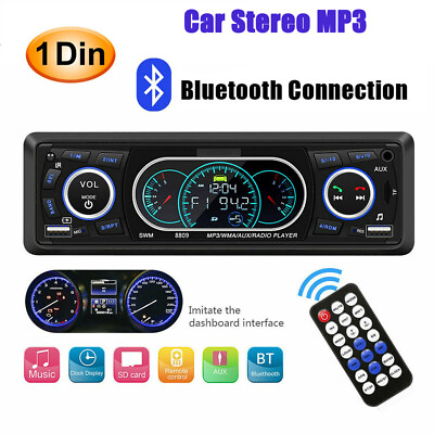 1 Din Single Car Radio Stereo Bluetooth MP5 Player Head Unit Player MP3 USB AUX $24.69