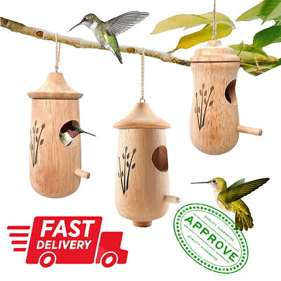 Hummingbird House 5.7 Inches Mini Bird Wooden House Outdoor Swing Nest 3PCS US $21.89