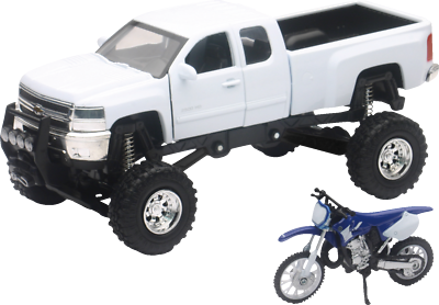 #ad New Ray Toys Chevrolet Silverado Offroad Pick Up w Yamaha Dirt Bike SS 54416 $26.18