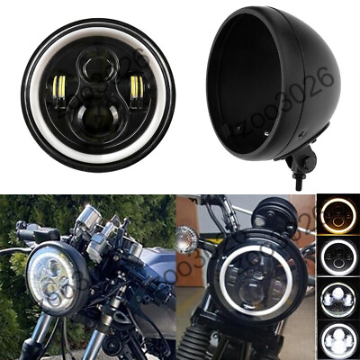 #ad 7quot; Motorcycle LED Headlight Housing Bucket Black For Harley for Honda $75.06