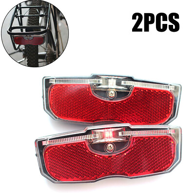 #ad 2x Bicycle Cycling Rear Reflector LED Tail Light Luggage Rack Mounted RED Color $14.49