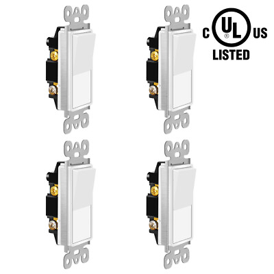 #ad Wall Rocker Light Switch Decorative Single Pole 120 277V ON OFF UL Listed 4 Pack $13.99