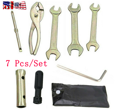 #ad 7x Motorcycle Accessories Tool Kit Screwdriver Pliers Wrench Spark Plug Socket $19.26