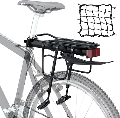 #ad Bike Cargo Rack W Fender amp; Bungee Cargo Net amp; Reflective Logo Quick Release Moun $55.95