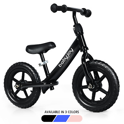 12quot; Balance Bike Kids No Pedal Learn To Ride Pre Bike w Adjustable Seat Black $49.99