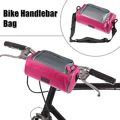 #ad Handlebar Bag with Touch Screen Phone Holder Front Storage Bag for Bike Rose Red $17.09