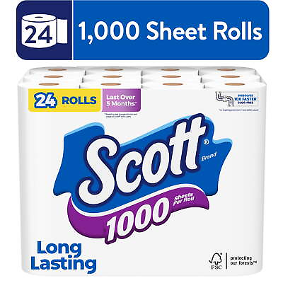 #ad Scott 1000 Toilet Paper 24 Rolls 1000 Sheets per Roll $18.98