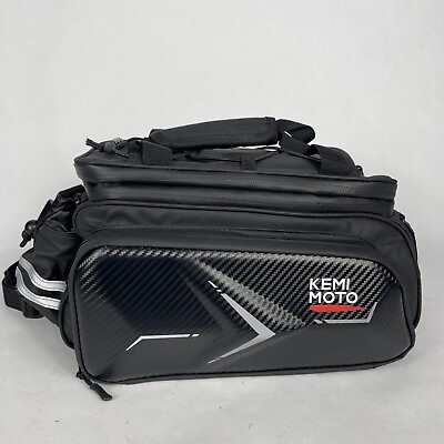 #ad #ad KEMIMOTO Rear Bike Rack Bag With Waterproof Cover Duffle Strap Carbon Fiber $49.88