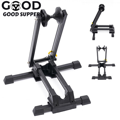 #ad Foldable Bicycle Floor Double Pole Parking Rack Storage Bike Stand Rack Portable $25.65