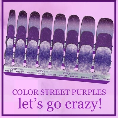 #ad 💜 COLOR STREET PURPLE SETS 100% nail polish strips wrap NIB HTF Glitter Prince $28.00