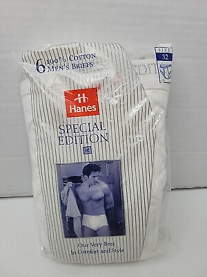 #ad #ad Hanes Special Edition Cotton Briefs 6 Pack Size 32 NOS 1996 USA VTG 1990s NEW $47.95