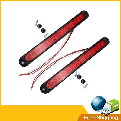 #ad #ad 2X 10quot; Red LED Truck Trailer Strip 3rd Brake Lights Rear turn Tail Light Bar $8.79