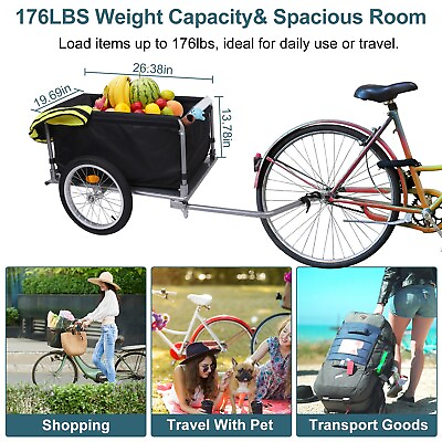 #ad Foldable Iron Frame Bicycle Cargo Trailer Luggage Cart Carrier 176LBS Hauler $110.97