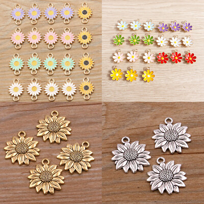 #ad 10Pcs lot Sunflower Daisy Flower Charm Pendant Jewelry Making DIY Accessories C $2.66