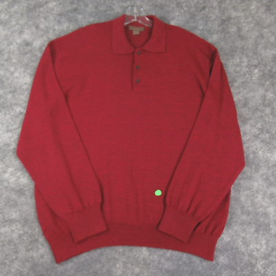 #ad #ad Sette Ponti Sweater Men XXL 2XL Red Merino Wool Blend Long Sleeve Pullover Italy $14.36