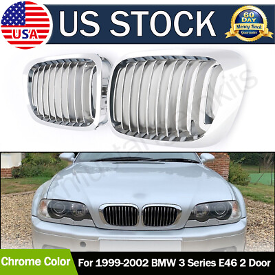 #ad Chrome Front Kidney Grille For 99 02 BMW E46 3 Series 325Ci 328i 330Ci Coupe 2Dr $33.11